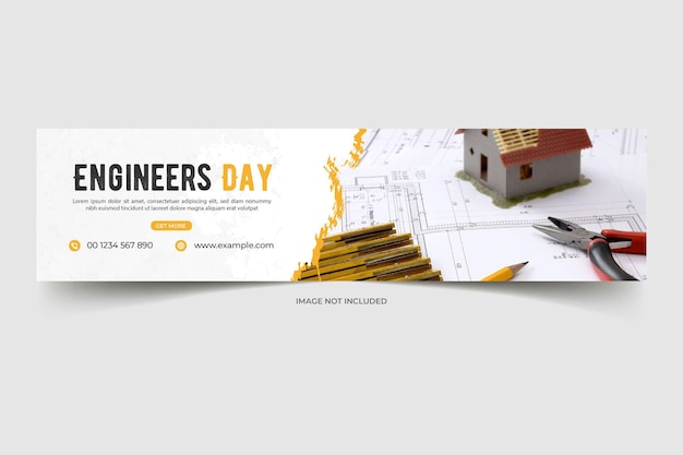 Banner de perfil de linkedin del día del ingeniero y portada de redes sociales