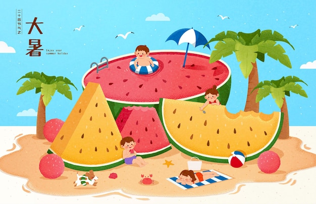 Banner de picnic de sandía de verano