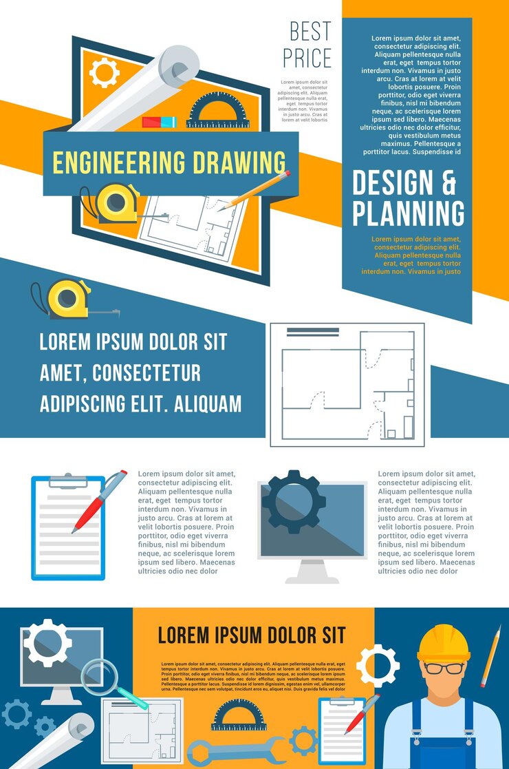 Vector banner de planificación de construcción y diseño de edificios.