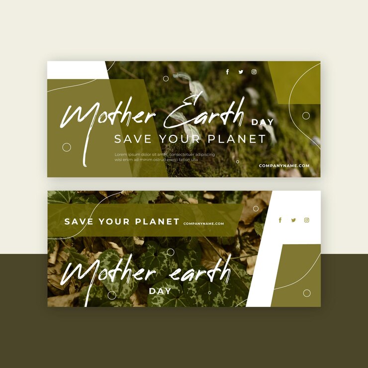 Vector banner plano del día de la madre tierra con foto