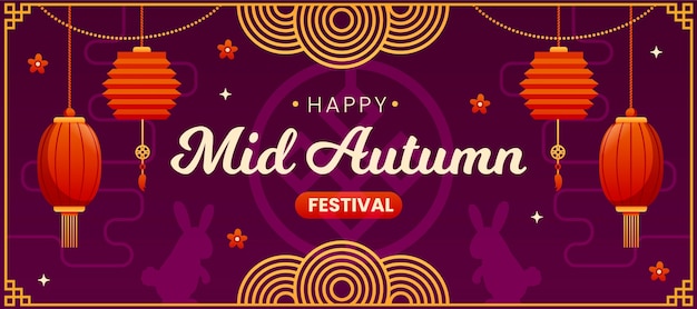 Banner plano del festival del medio otoño