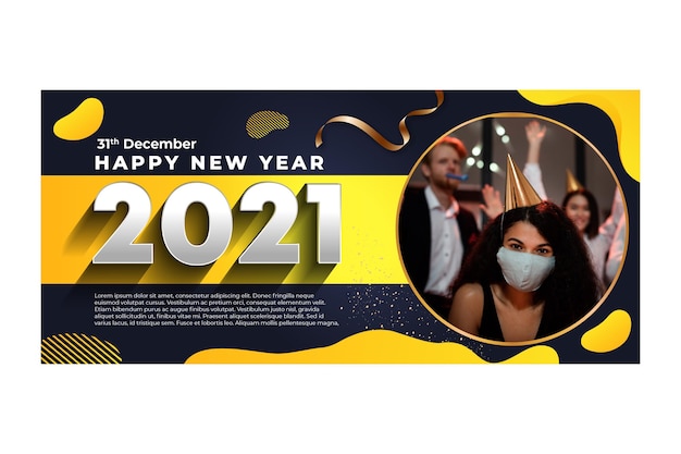 Banner de plantilla de año nuevo 2021