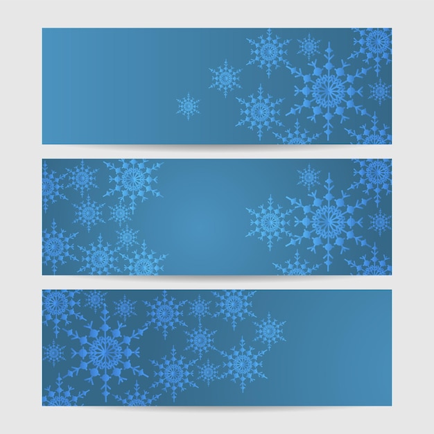 Banner de plantilla de diseño de copo de nieve azul de invierno