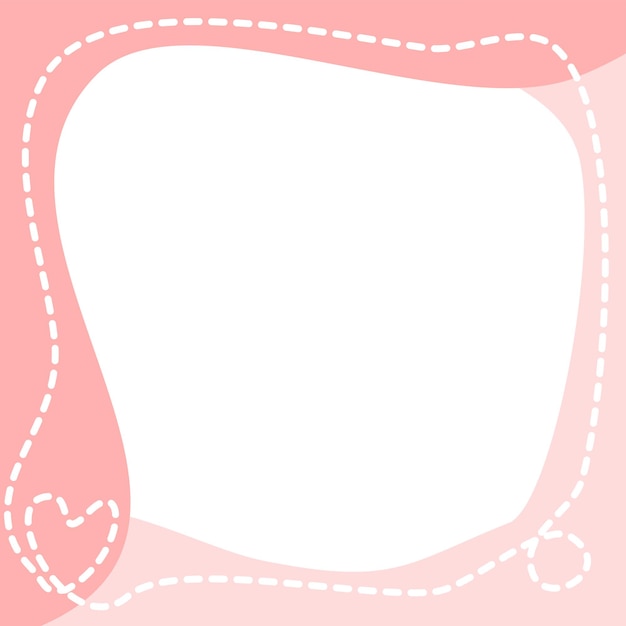 Banner de plantilla de línea de corazón de punto de guion blanco y pastel rosa claro. Ilustración vectorial.
