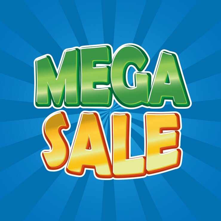 Vector banner de plantilla mega sale con fondo de zoom cómico