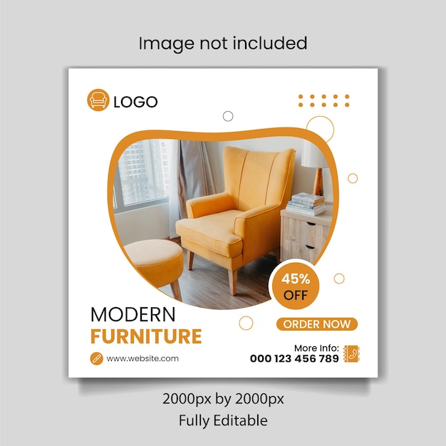 Banner de plantilla de publicación de instagram y redes sociales de venta de muebles modernos