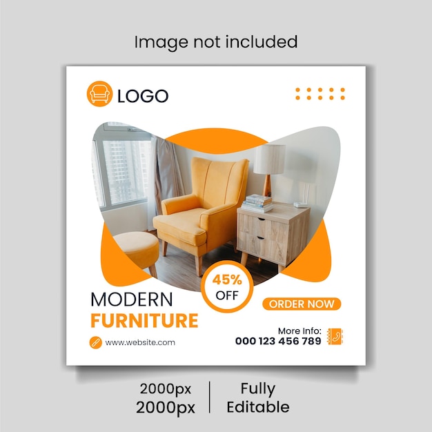 Banner de plantilla de publicación de instagram y redes sociales de venta de muebles modernos