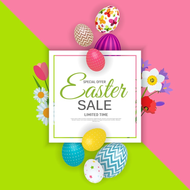 Banner de plantilla de venta de pascua colorido