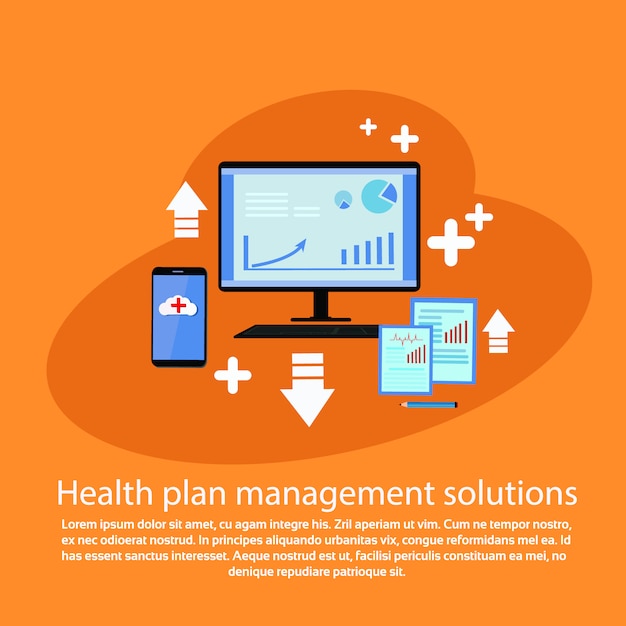 Banner de la plantilla web de health plan management solutions con copia espacio