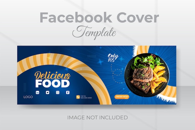 Vector banner de portada de comida de redes sociales para plantilla web de restaurante