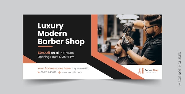 Banner de portada de facebook de barbería