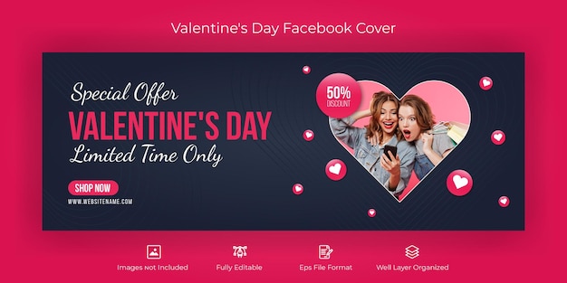 Banner de portada de facebook del día de san valentín