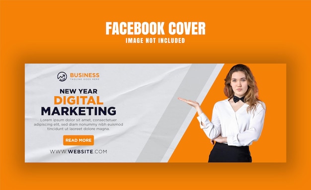 Banner de portada de facebook digital de año nuevo