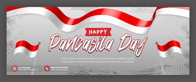 Banner de portada de Facebook Diseño del día de Pancasila para plantilla de redes sociales con bandera de Indonesia