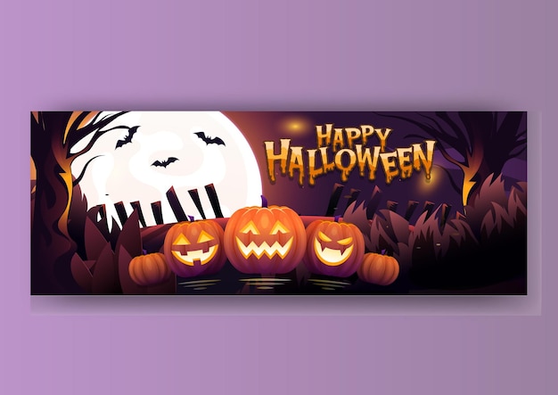 Vector banner de portada de facebook de halloween moderno creativo y plantilla editable de diseño de banner web