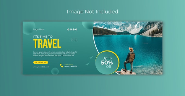 Banner de portada de facebook de viajes o plantilla de diseño de banner de redes sociales personales