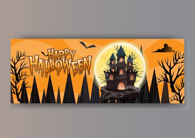 Vector banner de portada de redes sociales de fiesta de halloween realista y diseño de banner web