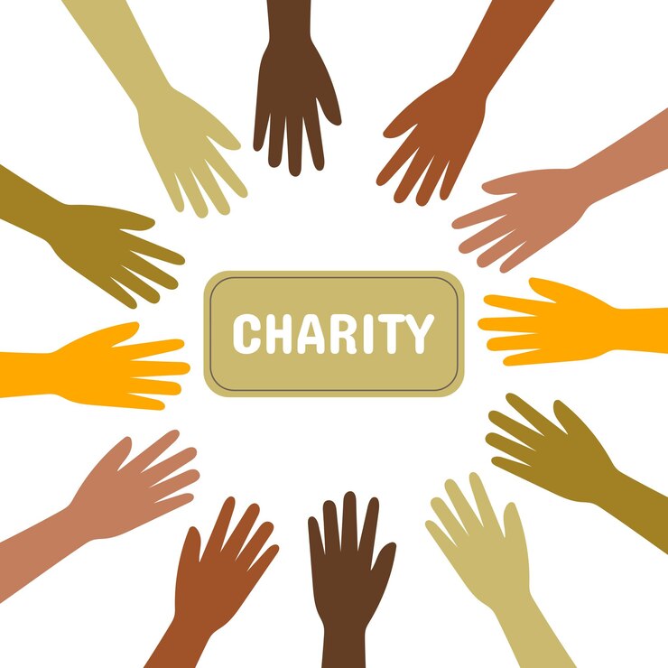 Vector banner de póster con manos de color suave y texto charity