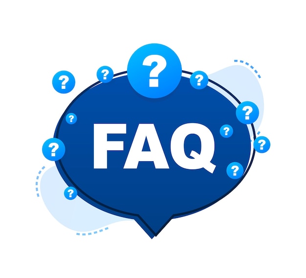 Banner de preguntas frecuentes sobre preguntas frecuentes. Bocadillo de diálogo con texto FAQ. Ilustración de stock vectorial.