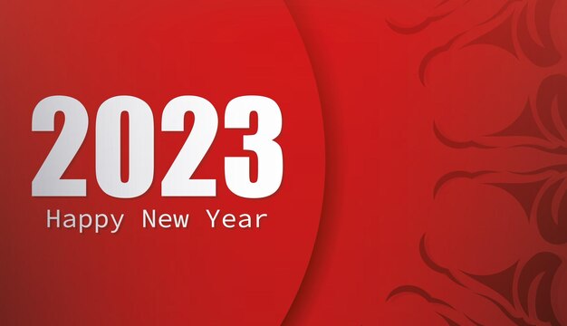 Banner presentable rojo de año nuevo 2023 con un hermoso patrón