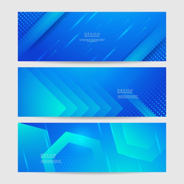 Banner de presentación de negocios con forma geométrica azul Banner vectorial largo abstracto de fondo mínimo con espacio de copia para el texto