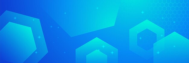 Banner de presentación de negocios con forma geométrica azul Banner vectorial largo abstracto de fondo mínimo con espacio de copia para el texto