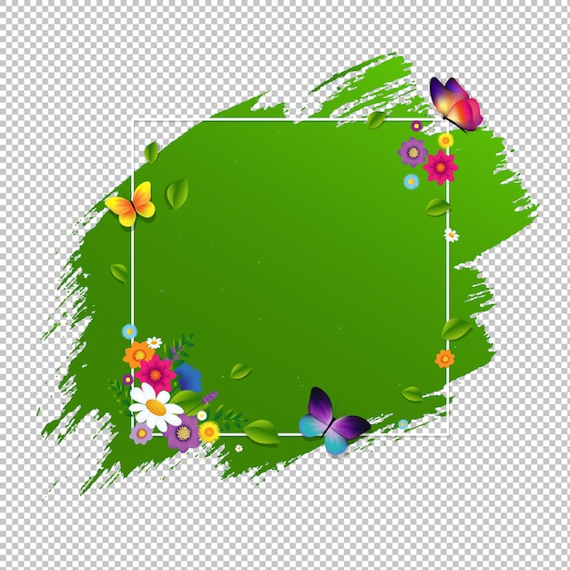 Banner de primavera con flor aislada con malla de degradado, ilustración