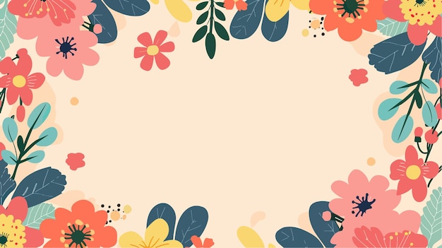 Banner primavera con flores y hojas