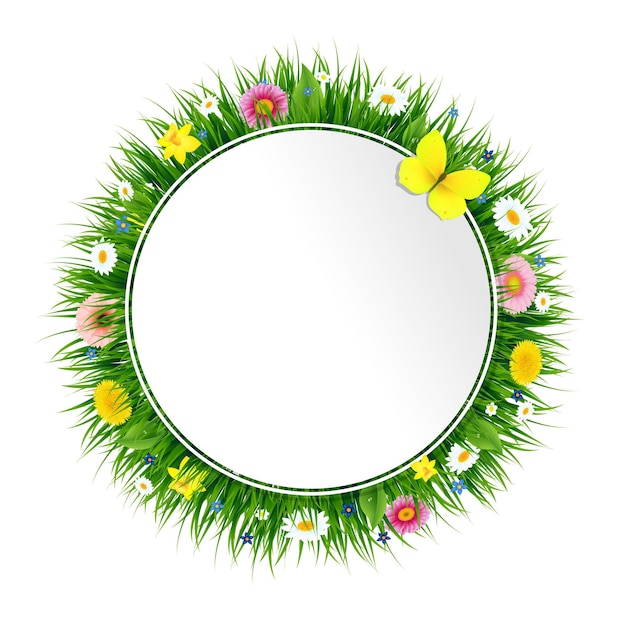 Banner de primavera con ilustración de malla de degradado