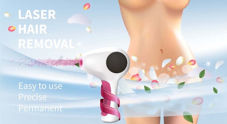 Vector banner de procedimiento de belleza para remoción de láser
