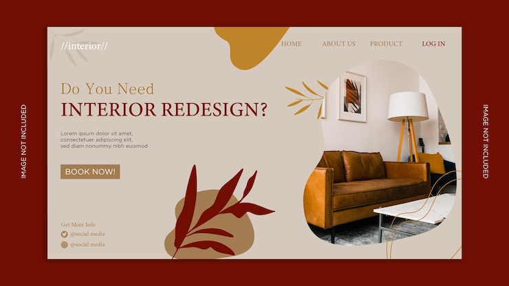 Vector banner de promoción de diseño de interiores