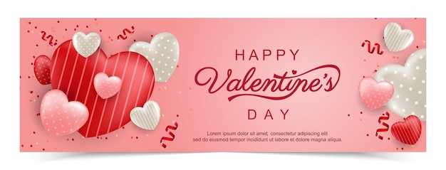 Vector banner de promoción de feliz día de san valentín con corazón dulce