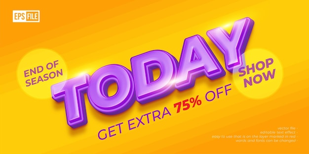 Banner de promoción moderna de estilo 3d sobre fondo amarillo