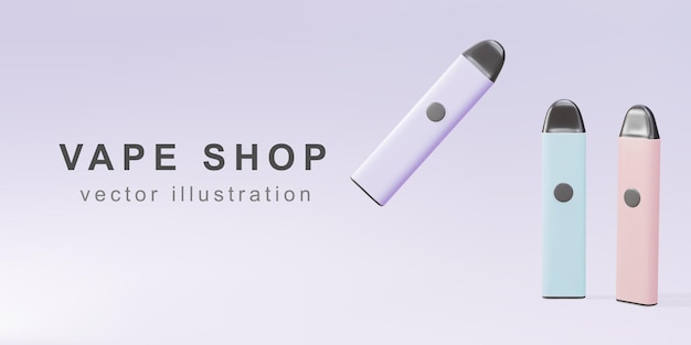 Banner promocional 3D para cigarrillo electrónico El concepto de vapeo y nicotina para fumar modernos