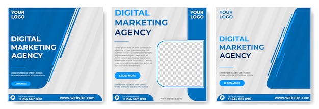 Banner promocional de agencia de marketing digital empresarial para banner cuadrado de plantilla de publicación de redes sociales