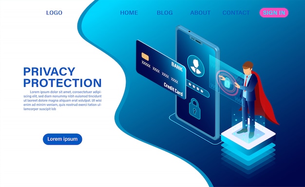 Banner protege los datos y la confidencialidad en el móvil. protección de la privacidad y seguridad