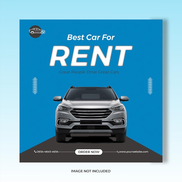 Banner de publicación de Facebook e Instagram de promoción de alquiler de automóviles