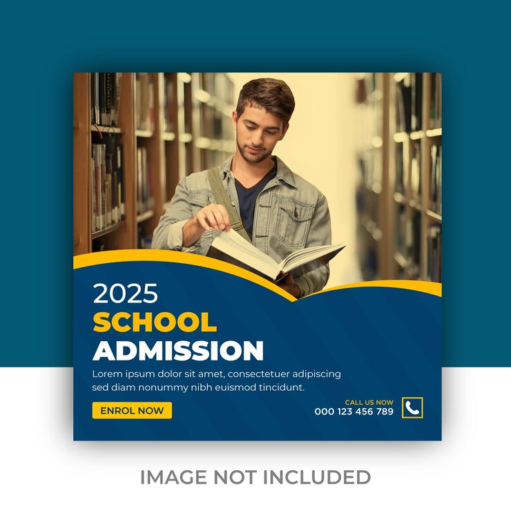 Banner de publicación de instagram de redes sociales de admisión a la escuela