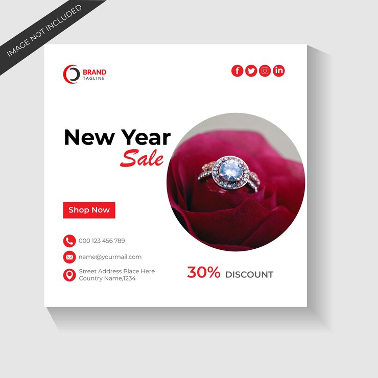 Banner de publicación de instagram de redes sociales de venta de joyas de año nuevo