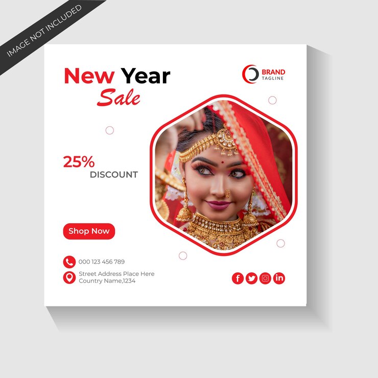 Banner de publicación de instagram de redes sociales de venta de joyas de año nuevo