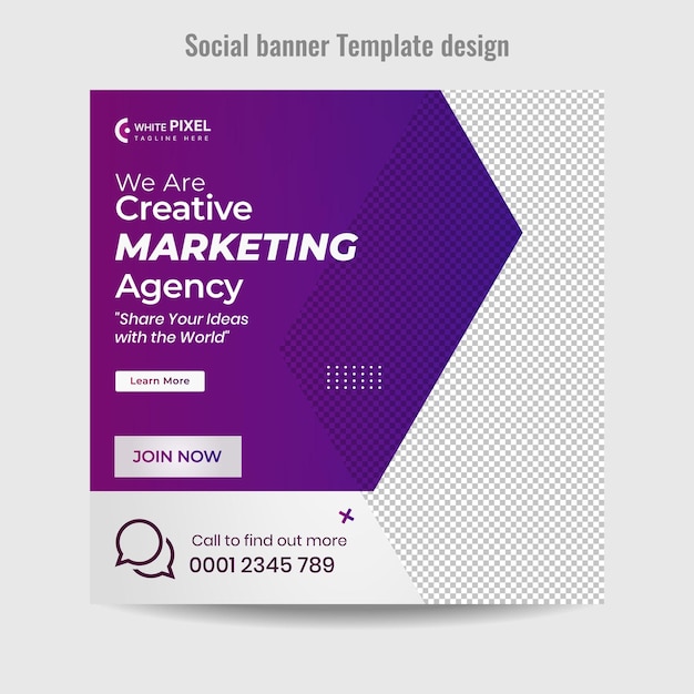 Vector banner de publicación de medios sociales de agencia de marketing digital
