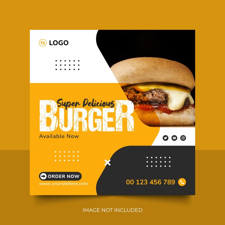 Banner de publicación de redes sociales de comida súper deliciosa