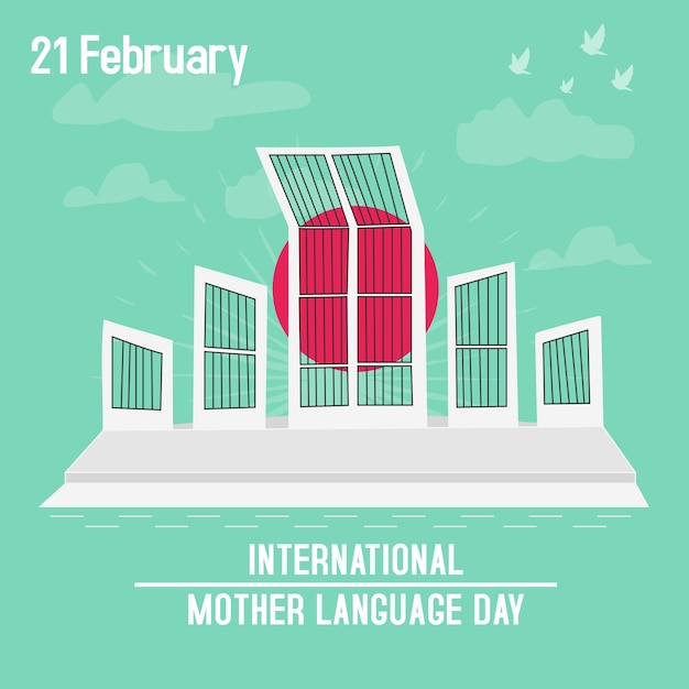 Vector banner de publicación de redes sociales de diseño mínimo del día internacional de la lengua materna