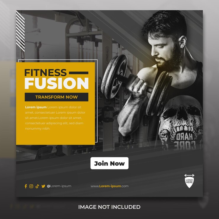 Banner de publicación de redes sociales de gimnasio de fitness atractivo