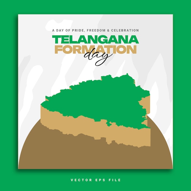 Banner de publicación de redes sociales de instagram del día de formación de telangana