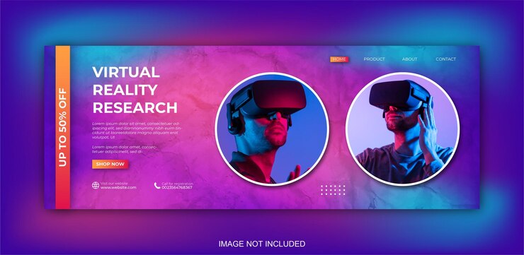 Vector banner de publicación en redes sociales de realidad virtual