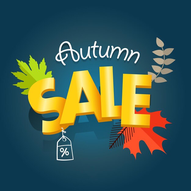 Banner de publicidad de venta de otoño. Plantilla de oferta especial de compras. Venta de otoño