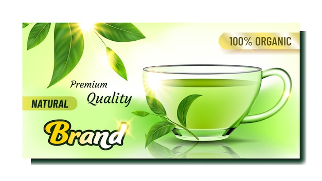 Banner publicitario creativo de té natural