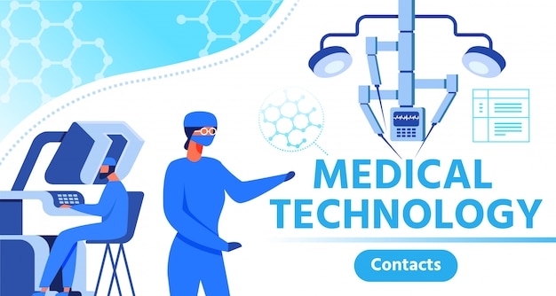 Vector banner publicitario presentando tecnología médica.