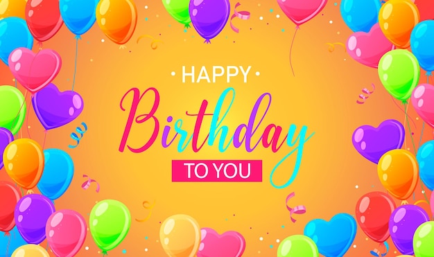 Banner púrpura envió un mensaje de texto feliz cumpleaños a usted decorado naranja azul rojo rosa verde púrpura globos Celebración fiesta cartel tarjeta de felicitación fondo colorido Ilustración vectorial